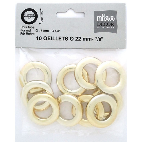 10 Oeillets à clipser Laiton Ø 20mm