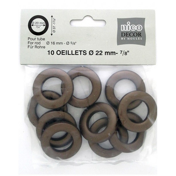 10 Oeillets à clipser Cuivré Ø 20mm