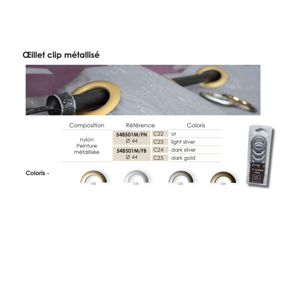 Œillets Or métallisé  clip Ø 44mm